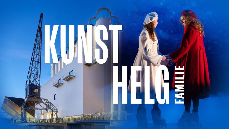 Bilde av Kunstsilo + forestillingsbilde fra Snøsøstera + tekst: Kunsthelg Familie