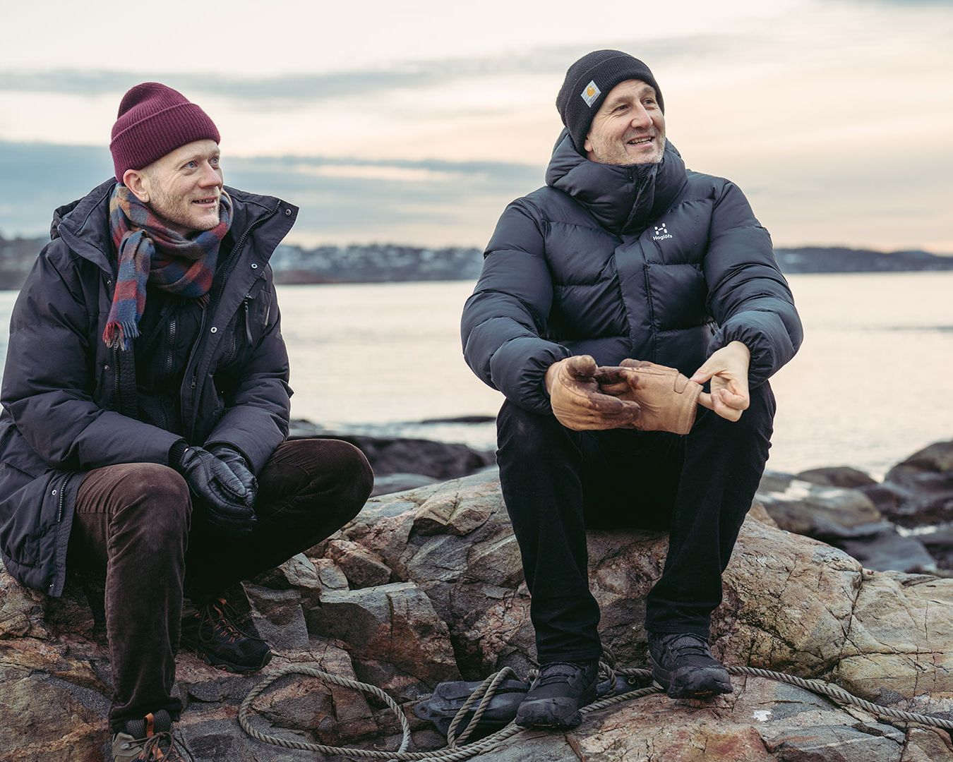 Bilde av Morten Espeland og Henrik Rafaelsen i havna i Kristiansand