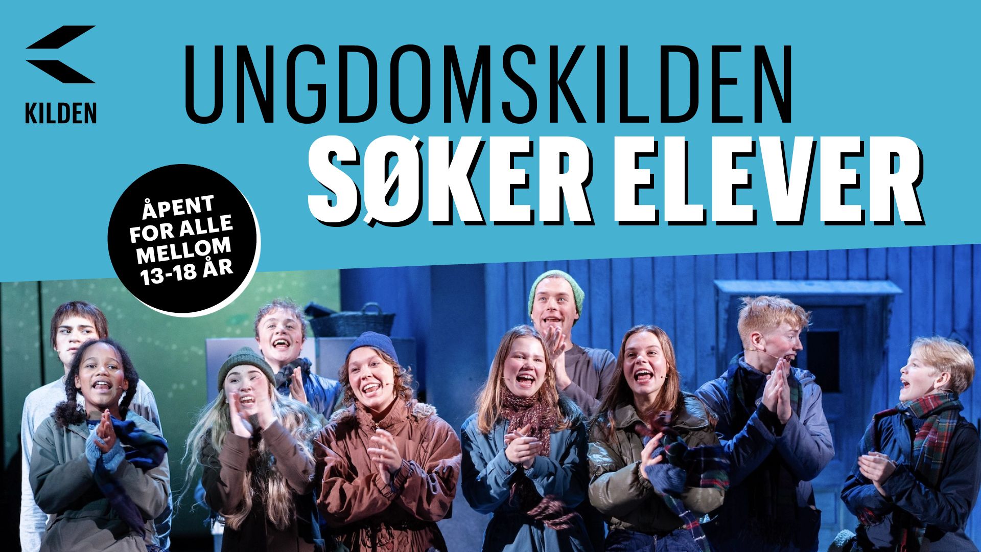Gruppebilde av UngdomsKilden ifbm forestillingen UngdomsKilden forbedrer Himmeluret