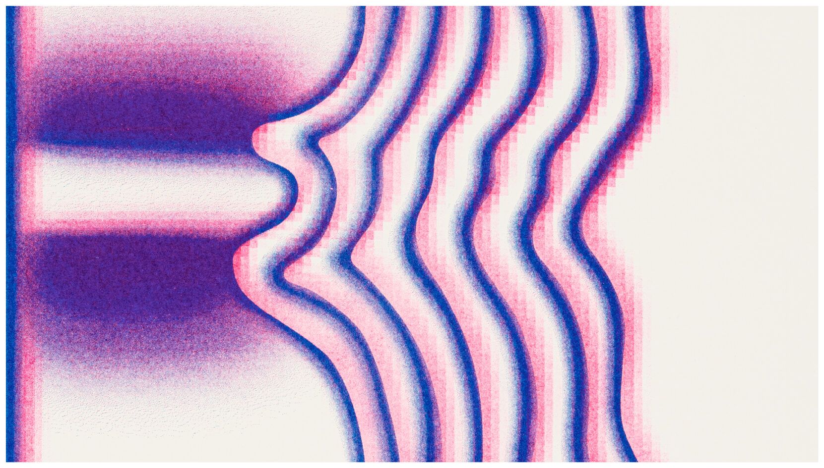 Abstrakt illustrasjon i lilla og beige. Av Annika Linn