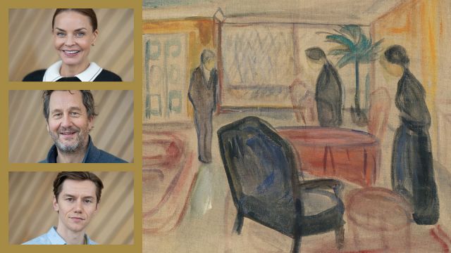 Munch-maleri og portrettbilder av Agnes Kittelsen, Henrik Rafaelsen og Paal Herman Ims