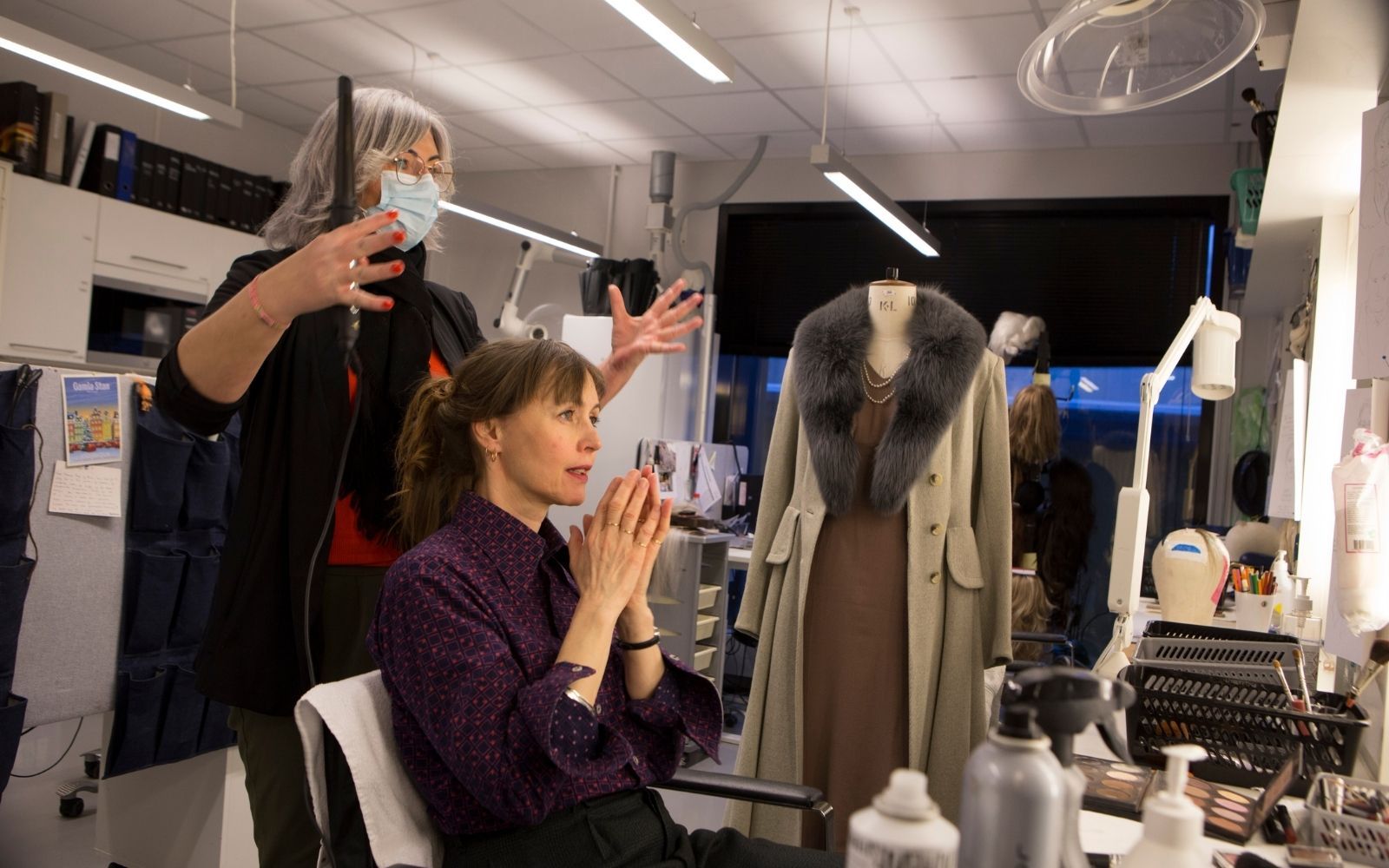 Two women in the makeup room