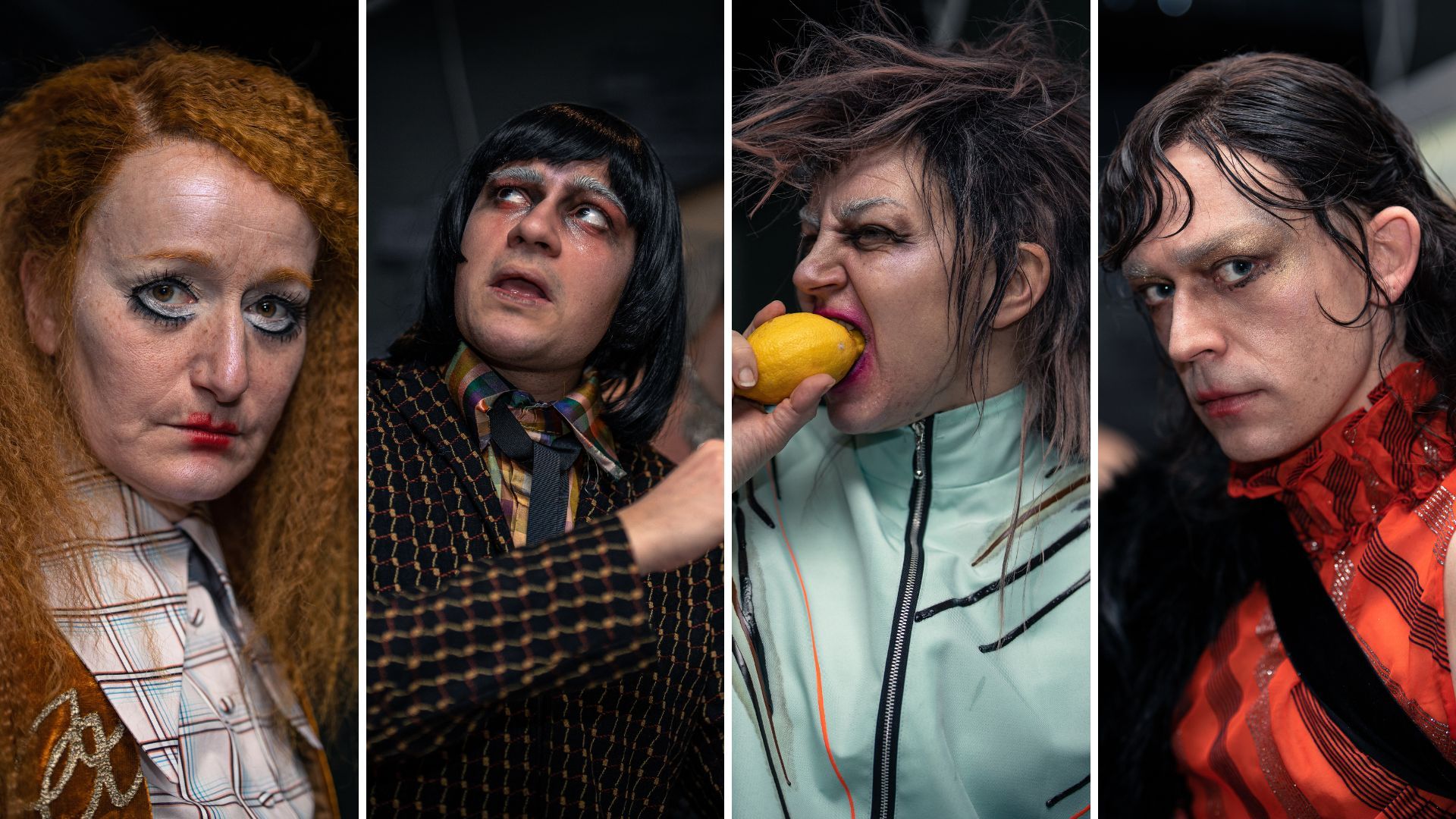 Portrettbilde av fire av karakterene i Idioten