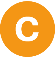 Orange sirkel med en hvit C i midten