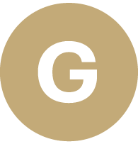 Gull-sirkel med en hvit G i midten