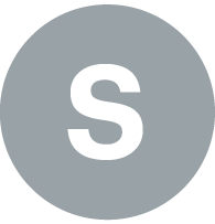 Sølv-sirkel med en hvit S i midten